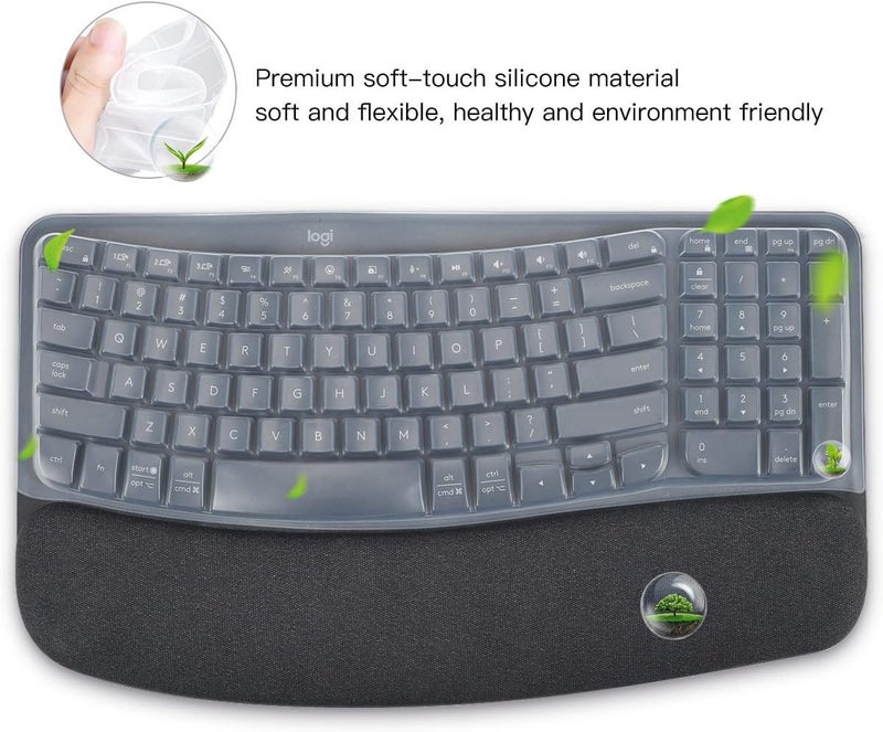 imComor Keyboard Cover Skin for Logitech Wave Keys MK670 Combo Keyboard Skin, Logitech Wave Keys Wireless Ergonomic Keyboard Cover Protector Skin, Logitech Wave Keys Accessories, Clear - Image 4
